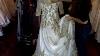 Ian Stuart Wedding Dress Gold Lace Antique Vintage Ball Gown Bodice Buttons.